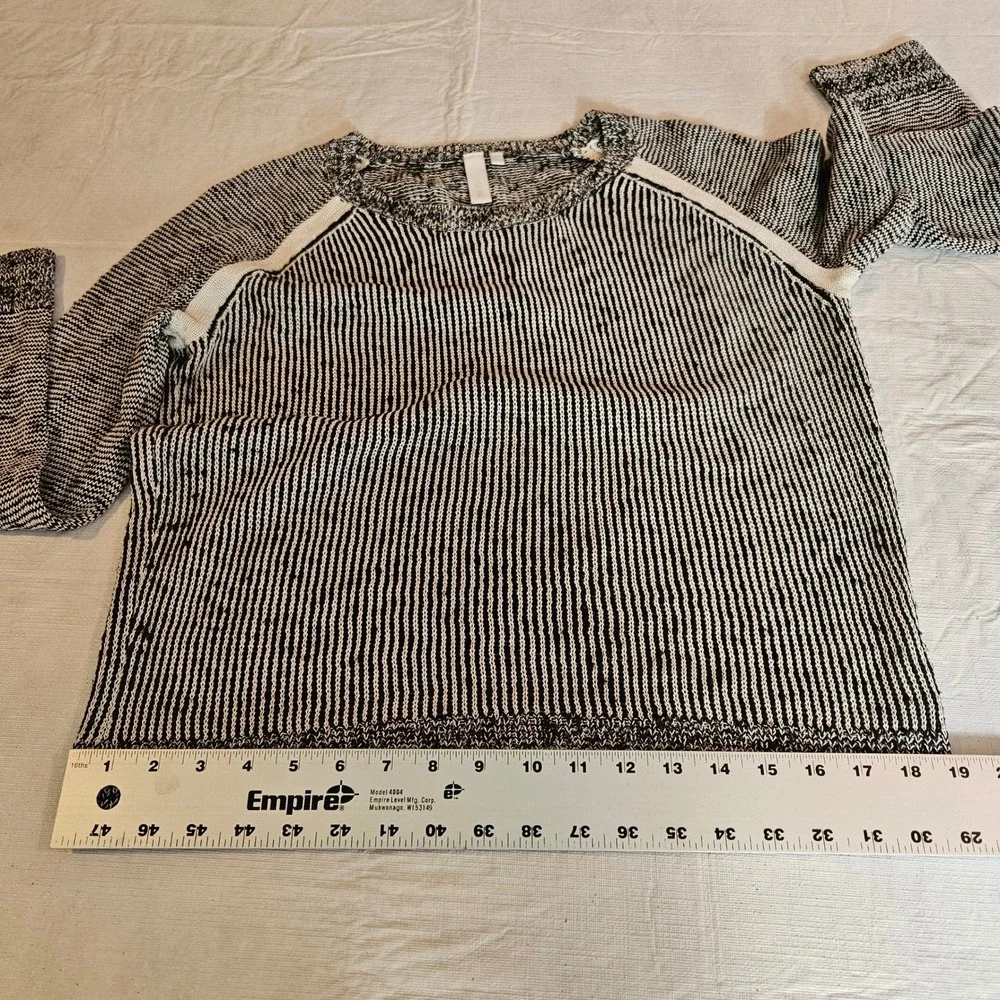 SI-IAE Womens Sweater Long Sleeve‎ Crewneck Striped Black White Larg